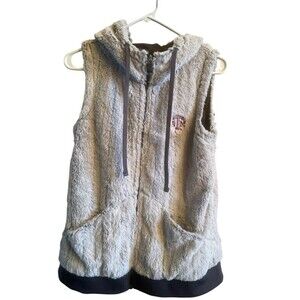 Women’s Texas A&M Hooded Full Zip Vest Soft Fuzzy Two Tone Grey Size Medium